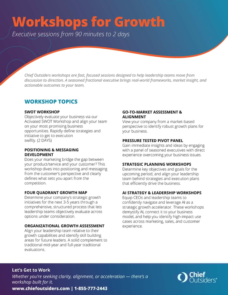 Chief Outsider Workshop Options